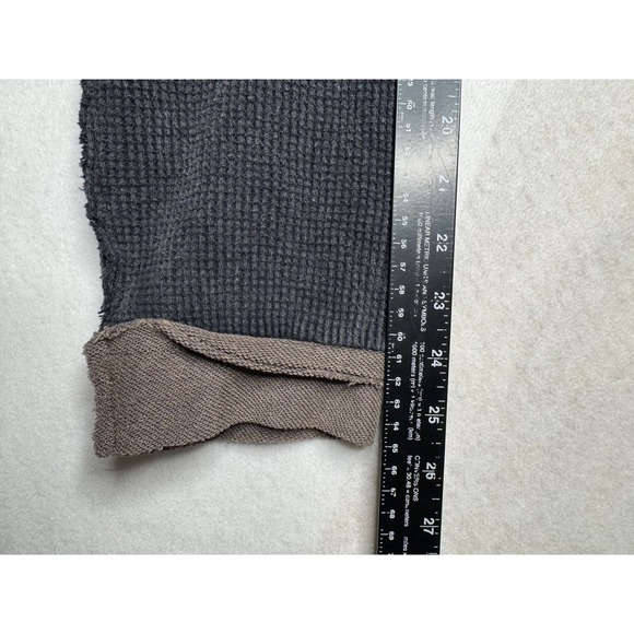 POL Womens Oversized Patchwork Thermal Knit Top Charcoal Taupe Large PKT1058A - Picture 8 of 10